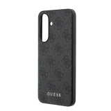 Guess PU 4G Metal Classic Logo Zadní Kryt pro Samsung Galaxy A37 Grey