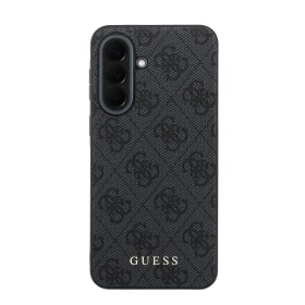 Zadní kryt Guess PU 4G Metal Classic Logo pro Samsung Galaxy A37, šedá