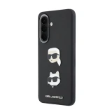 Karl Lagerfeld Liquid Silicone Metal Karl and Choupette Zadní Kryt pro Samsung Galaxy A57 Black