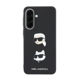 Karl Lagerfeld Liquid Silicone Metal Karl and Choupette Zadní Kryt pro Samsung Galaxy A57 Black