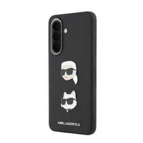 Zadní kryt Karl Lagerfeld Liquid Silicone Metal Karl and Choupette pro Samsung Galaxy A57, černá