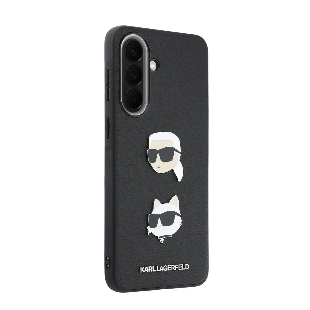 Karl Lagerfeld Liquid Silicone Metal Karl and Choupette Zadní Kryt pro Samsung Galaxy A57 Black