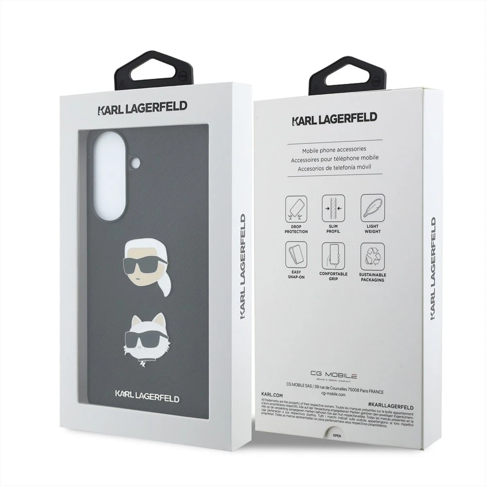 Karl Lagerfeld Liquid Silicone Metal Karl and Choupette Zadní Kryt pro Samsung Galaxy A57 Black