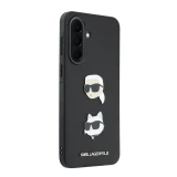 Karl Lagerfeld Liquid Silicone Metal Karl and Choupette Zadní Kryt pro Samsung Galaxy A37 Black