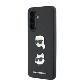 Zadní kryt Karl Lagerfeld Liquid Silicone Metal Karl and Choupette pro Samsung Galaxy A37, černá