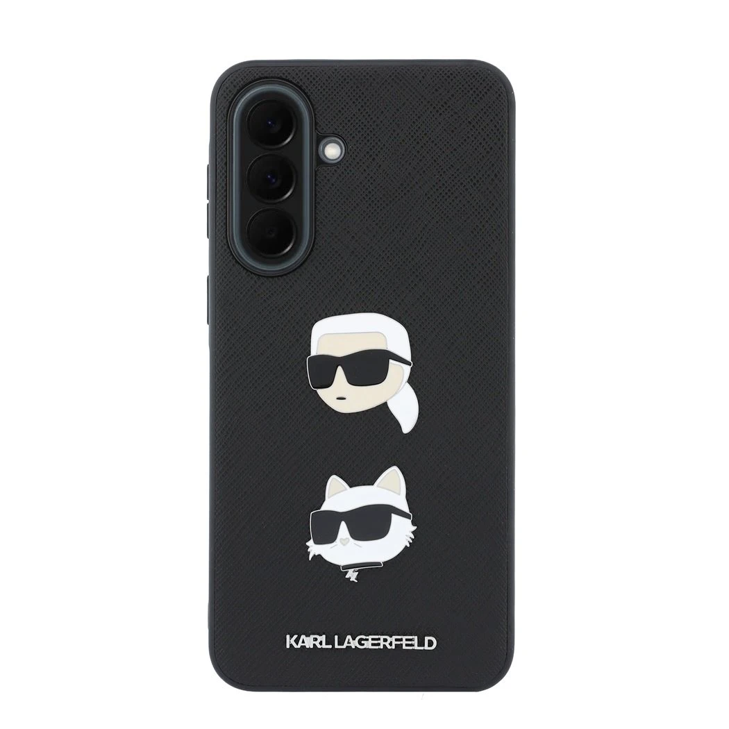 Karl Lagerfeld Liquid Silicone Metal Karl and Choupette Zadní Kryt pro Samsung Galaxy A37 Black