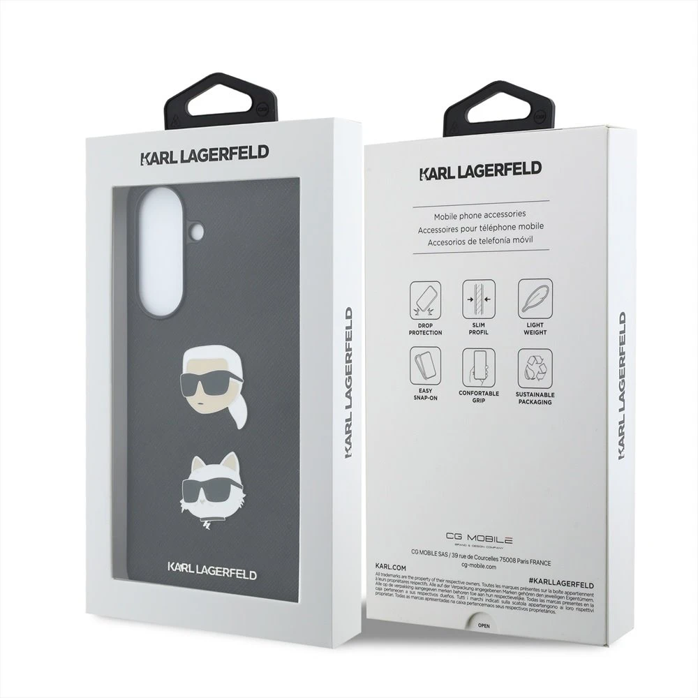 Karl Lagerfeld Liquid Silicone Metal Karl and Choupette Zadní Kryt pro Samsung Galaxy A37 Black