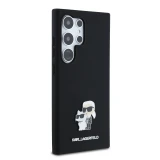 Karl Lagerfeld Liquid Silicone Metal Karl and Choupette Zadní Kryt pro Samsung Galaxy S24 Ultra Black