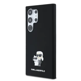 Zadní kryt Karl Lagerfeld Liquid Silicone Metal Karl and Choupette pro Samsung Galaxy S24 Ultra, černá