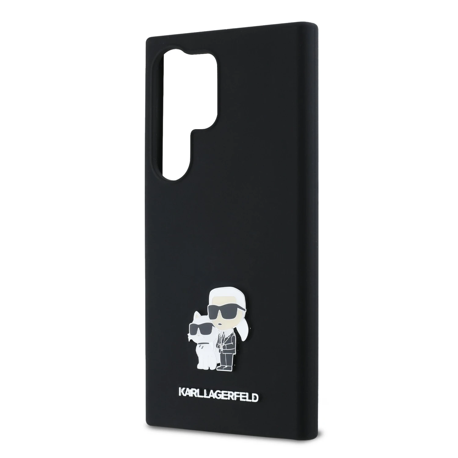 Karl Lagerfeld Liquid Silicone Metal Karl and Choupette Zadní Kryt pro Samsung Galaxy S24 Ultra Black