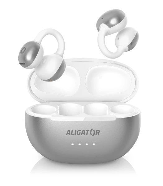 Bluetooth sluchátka ALIGATOR Clip, stříbrná