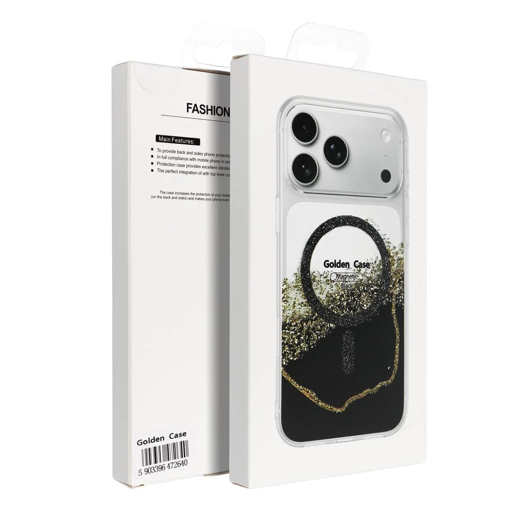 Case for iPhone 17 Pro Max Golden compatible with MagSafe black