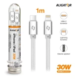 Datový kabel ALIGATOR TUBA 30W, USB-C/Lightning 1m, bílá