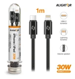 Datový kabel ALIGATOR TUBA 30W, USB-C/Lightning, černá