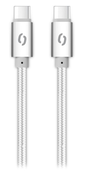 Datový kabel ALIGATOR TUBA, 65W, USB-C/USB-C 1m, bílá
