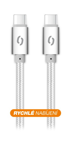 Datový kabel ALIGATOR TUBA, 65W, USB-C/USB-C 1m, bílá