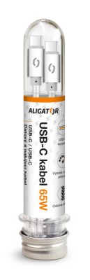 Datový kabel ALIGATOR TUBA, 65W, USB-C/USB-C 1m, bílá