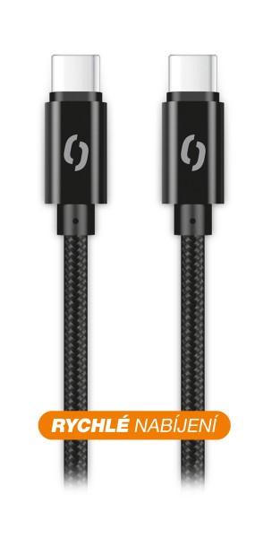 Datový kabel ALIGATOR TUBA, 65W, USB-C/USB-C 1m, černá