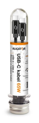 Datový kabel ALIGATOR TUBA, 65W, USB-C/USB-C 1m, černá