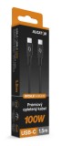 Datový kabel ALIGATOR PREMIUM 5A 100W, USB-C/USB-C, černá