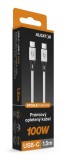 Datový kabel ALIGATOR PREMIUM 5A 100W, USB-C/USB-C, bílá