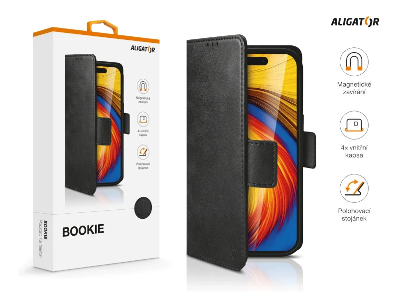 Flipové pouzdro ALIGATOR Bookie pro Xiaomi Redmi Note 12 5G, černá