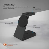 Stojánek s bezdrátovým nabíjením 3v1 FIXED MagPowerstation Alu for Samsung s podporou MagSafe, 25W+5W+2W, Qi2.2, space gray