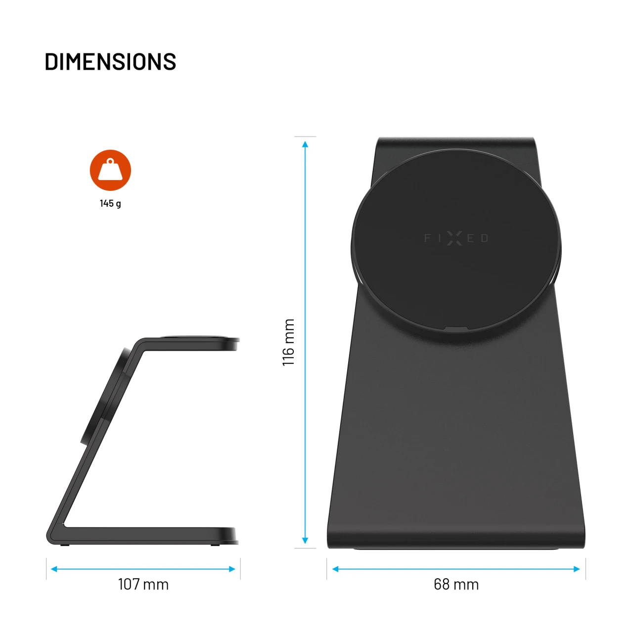 Stojánek s bezdrátovým nabíjením 3v1 FIXED MagPowerstation Alu for Samsung s podporou MagSafe, 25W+5W+2W, Qi2.2, space gray