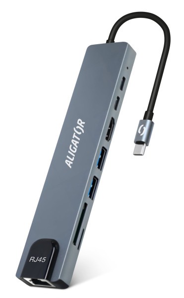Aligator Dokovací stanice USB-C / Hub 8v1 (USB-C / 2xUSB / SD / MicroSD/ HDTV / RJ45) (obrázek 3)