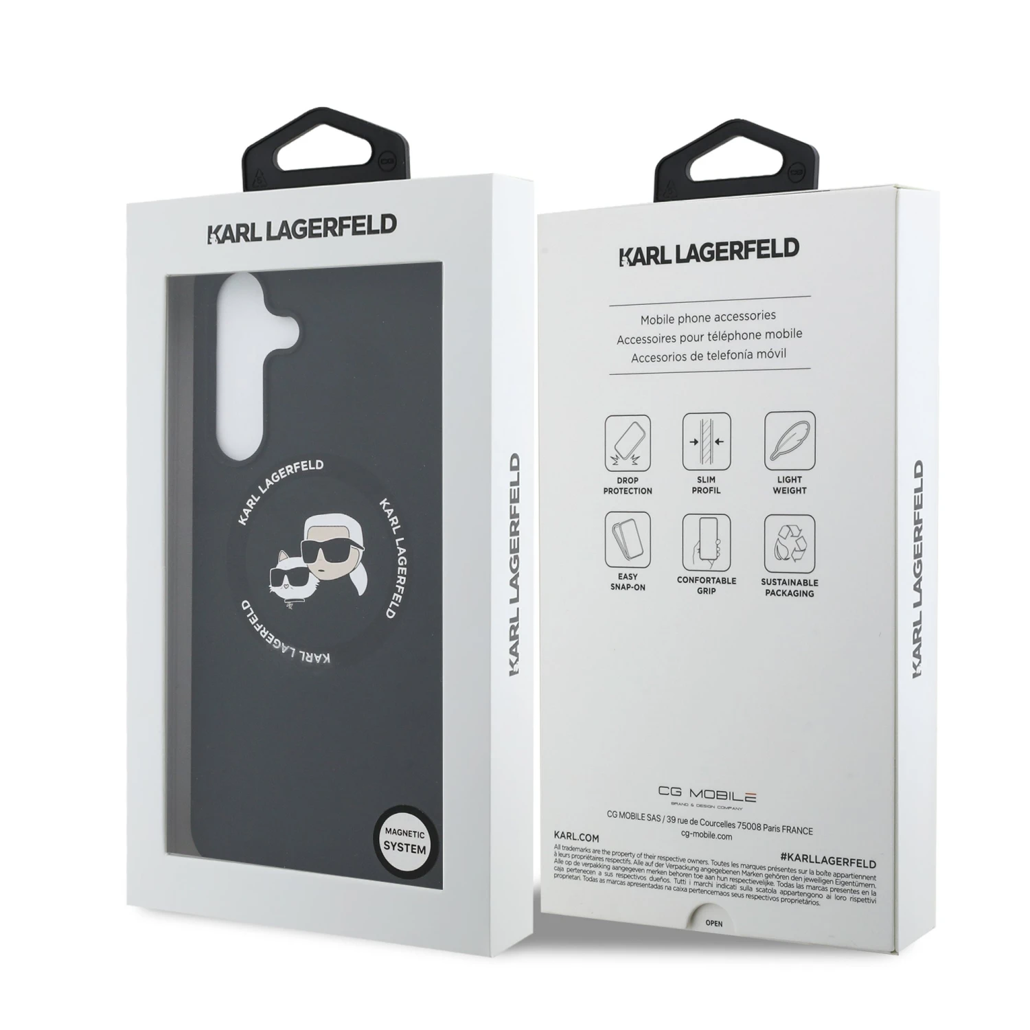 Karl Lagerfeld Liquid Silicone K&CH Heads MagSafe Zadní Kryt pro Samsung Galaxy S25 FE Black