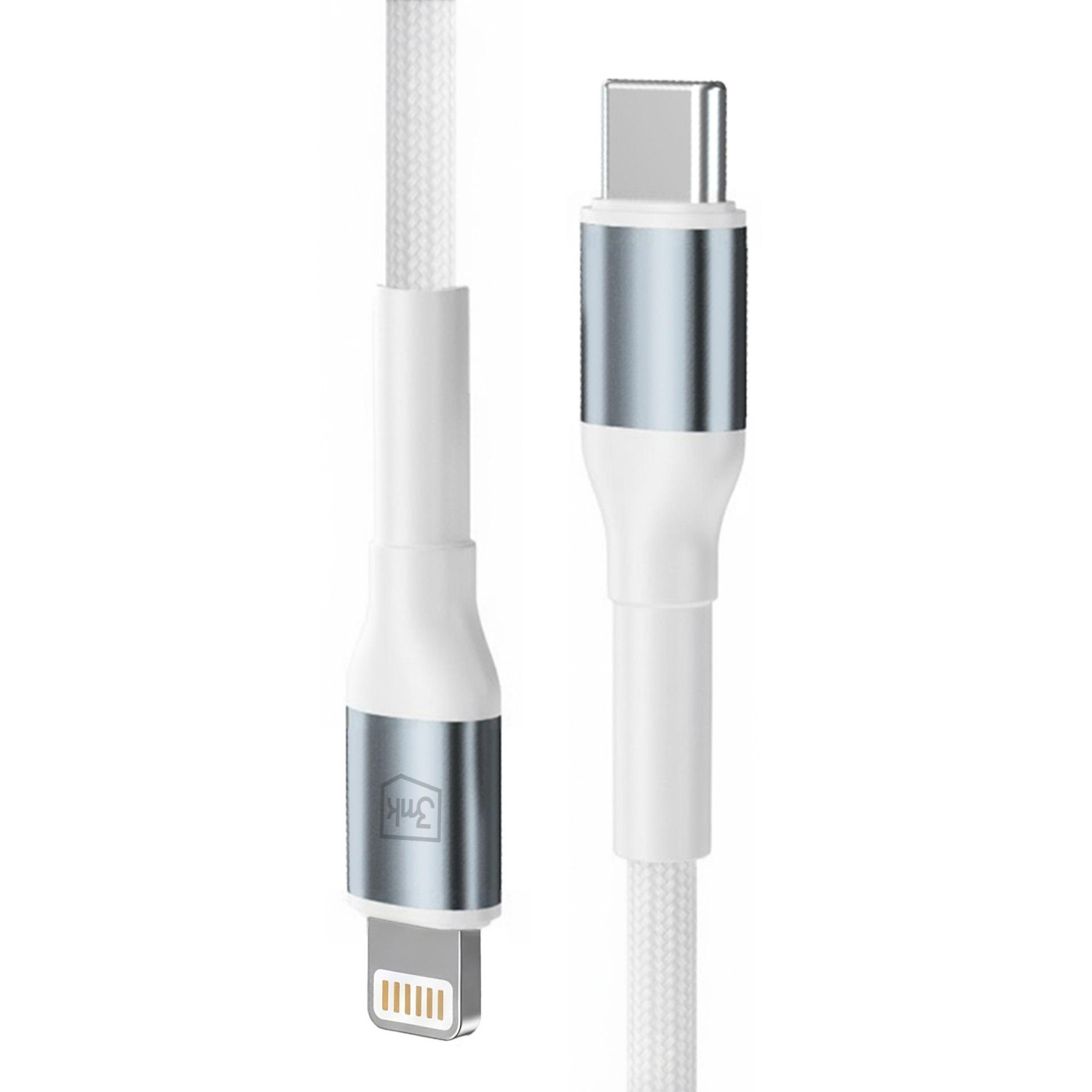 Kabel 3mk Hyper Cable N-SERIES USB-C to Lightning 50cm PD 3.0 9V/3A 100W, bílá