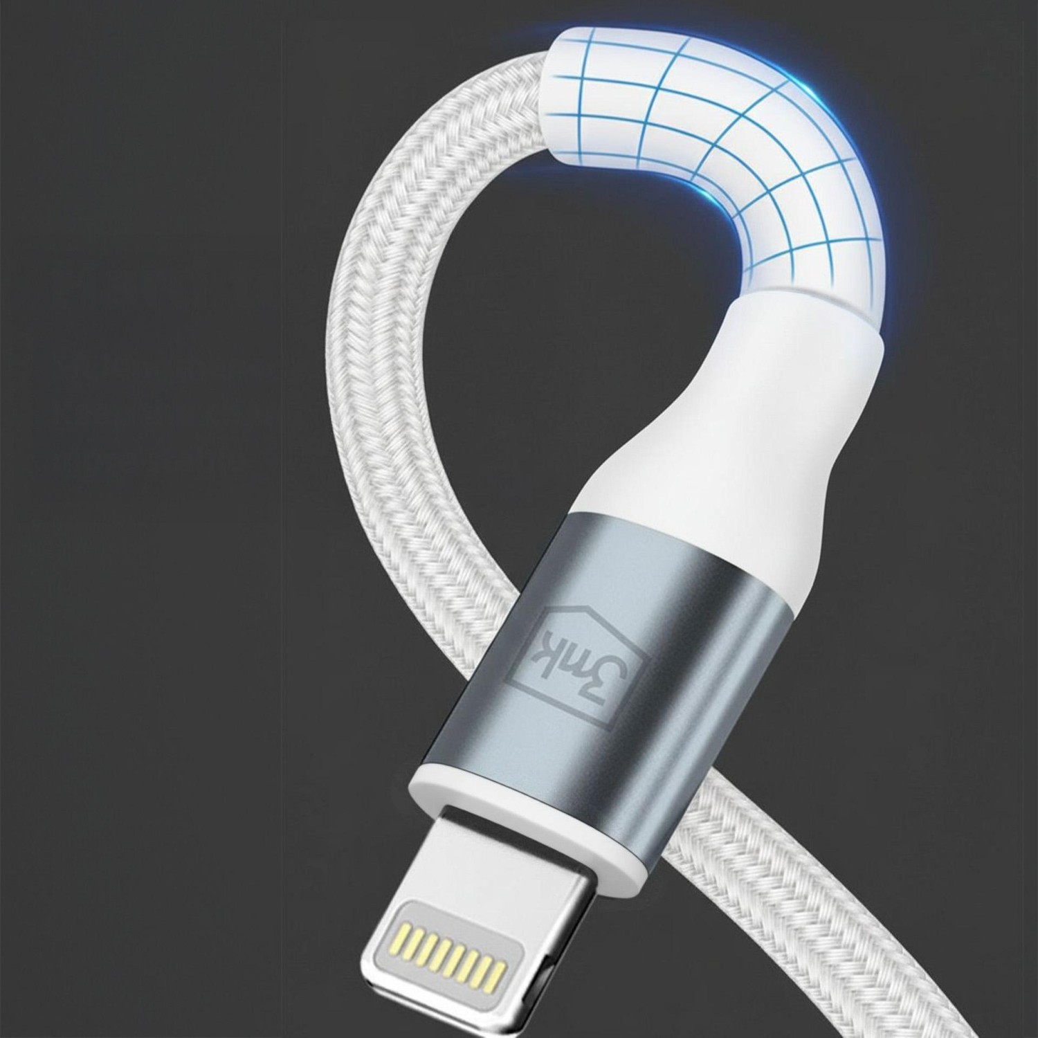 Kabel 3mk Hyper Cable N-SERIES USB-C to Lightning 50cm PD 3.0 9V/3A 100W, bílá