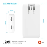 FIXED Slim Traveller s 2x USB-C s vyměnitelnými adaptéry, GaN 45W, bílá