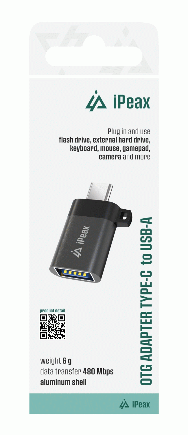 Adaptér iPEAX OTG USB-C / USB-A, černá