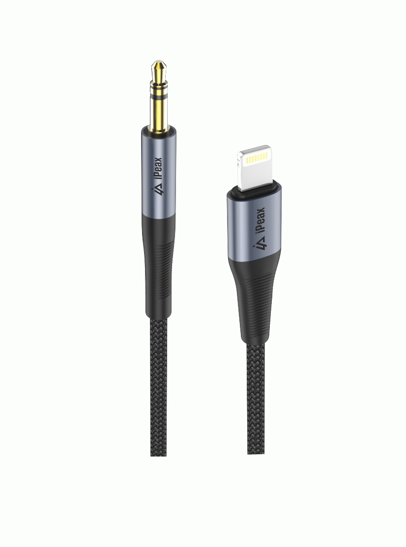 Adaptér iPEAX LIGHTNING / 3,5 MM JACK 1,5 M, černá