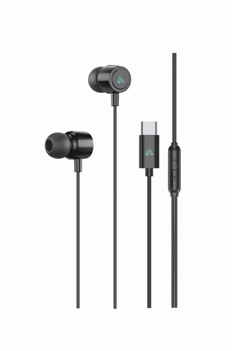 Drátová sluchátka iPEAX USB-C, černá