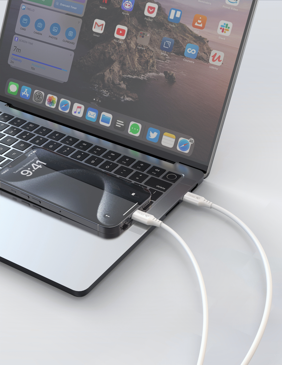 Kabel iPEAX TPU USB-C / USB-C 1,5M, USB 2.0, bílá
