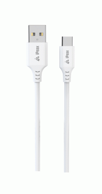 Kabel iPEAX TPU USB-A / USB-C 1M, USB 2.0, bílá