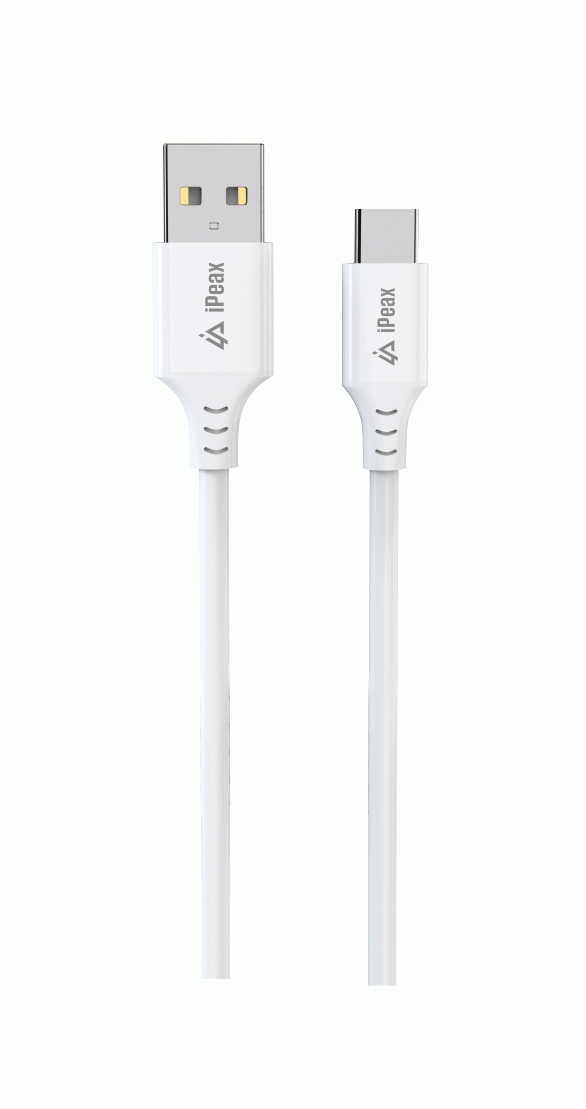 Kabel iPEAX TPU USB-A / USB-C 1M, USB 2.0, bílá