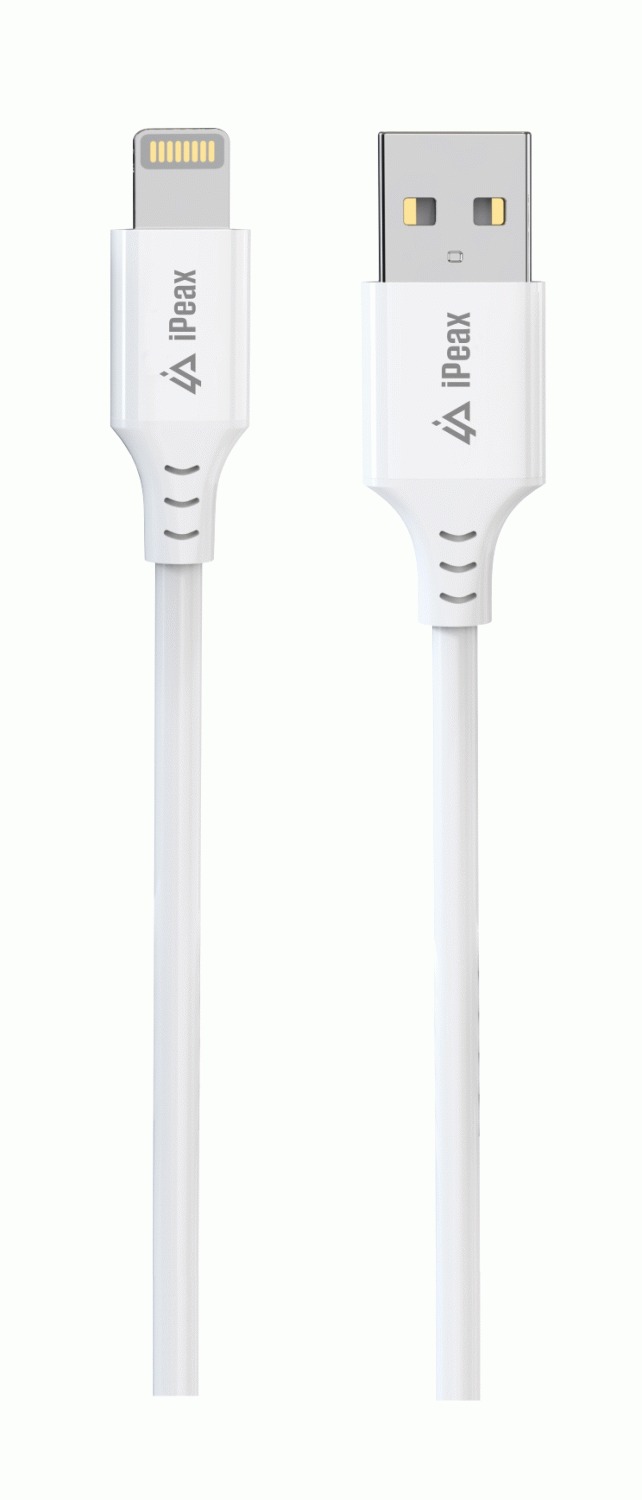 Kabel iPEAX TPU USB-A / LIGHTNING 1M, USB 2.0, bílá