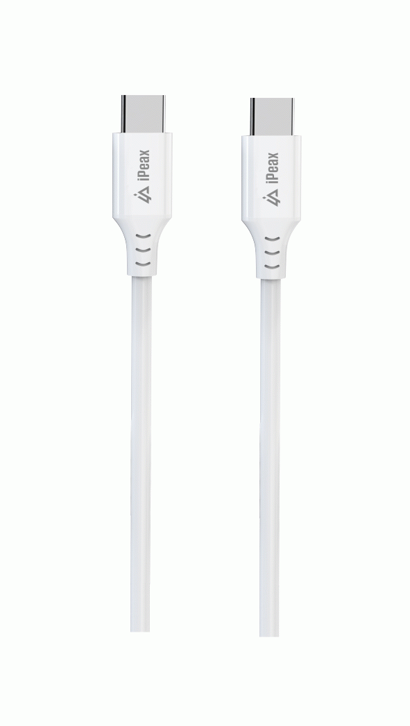 Kabel iPEAX TPU USB-C / USB-C 1M, USB 2.0, bílá