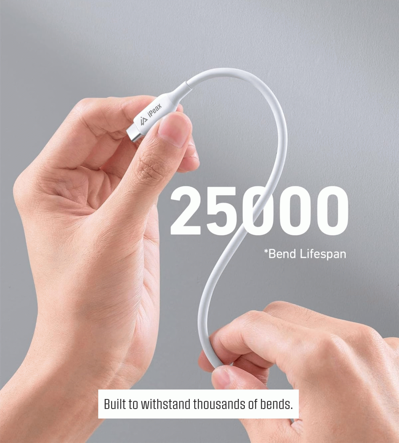 Kabel iPEAX TPU USB-C / USB-C 1M, USB 2.0, bílá