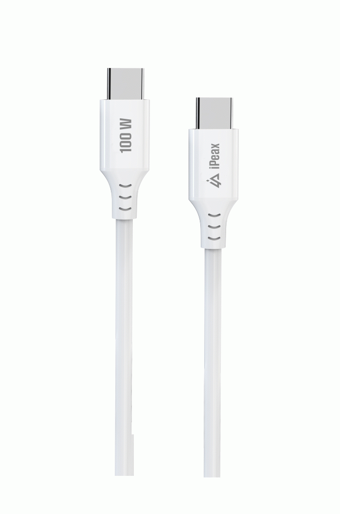 Kabel iPEAX TPU USB-C / USB-C 1,5M, 5A, 100W, bílá