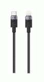 Textilní kabel iPEAX USB-C / LIGHTNING 1,5M, USB 2.0, černá