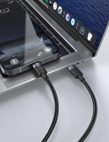 Textilní kabel iPEAX USB-C / LIGHTNING 1,5M, USB 2.0, černá