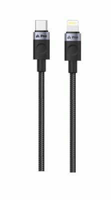 Textilní kabel iPEAX USB-C / LIGHTNING 1M, USB 2.0, černá