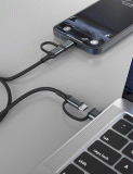 Textilní datový kabel Swissten 4in1, 3A 1,5 M, černá
