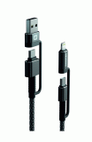 DATOVÝ KABEL SWISSTEN KEVLAR 4in1 3A 1,5 M, ANTRACIT