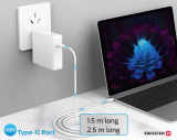 DATOVÝ KABEL SWISSTEN TPE USB-C/USB-C POWER DELIVERY 5A (100W) 2,5 M, BÍLÁ