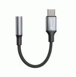 AUDIO ADAPTÉR SWISSTEN TEXTILE USB-C / 3,5mm AUX 0,15 M, ČERNÁ